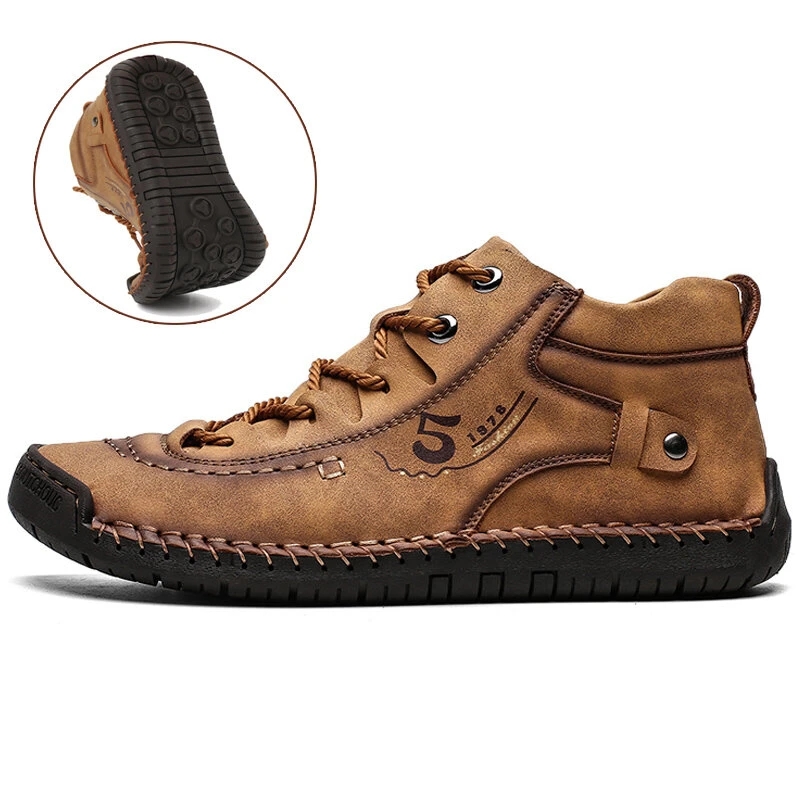 Handmade Leather Men Shoes Casual Split Leather Shoes Men Loafers Comfort Walking Shoes Men Flats Moccasins Shoes