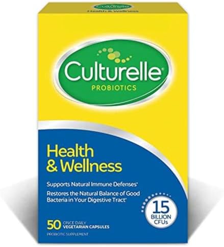 Culturelle Health & Wellness Daily Probiotic Supplement For Men & Women, Helps Support Your Immune System, Occasional Diarrhea, Gas & Bloating, 15 Bil