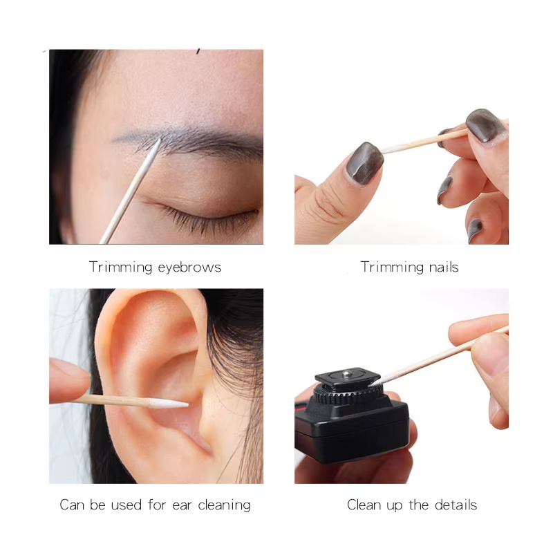 100Pcs Disposable Ultra-small Cotton Swab Lint Free Microbrush Wood Cotton Buds Swabs Brushes Eyelash Glue Removing Makeup Tool