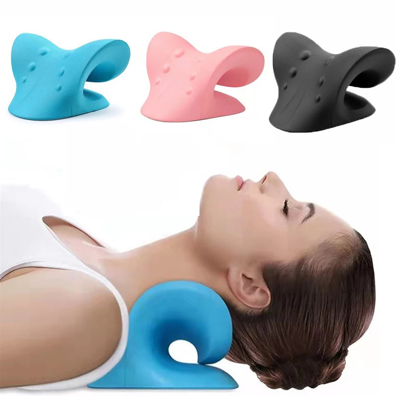 Neck Shoulder Stretcher Relaxer Cervical Chiropractic Traction Pillow Massage Pain Relief Neck Support Traction Corrector Device