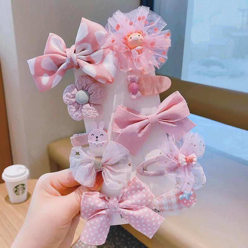 10-Piece Set] Children's Rubber Band Elastic Good Flower Baby Hair Ring Little Girl Mesh Bow Head Rope