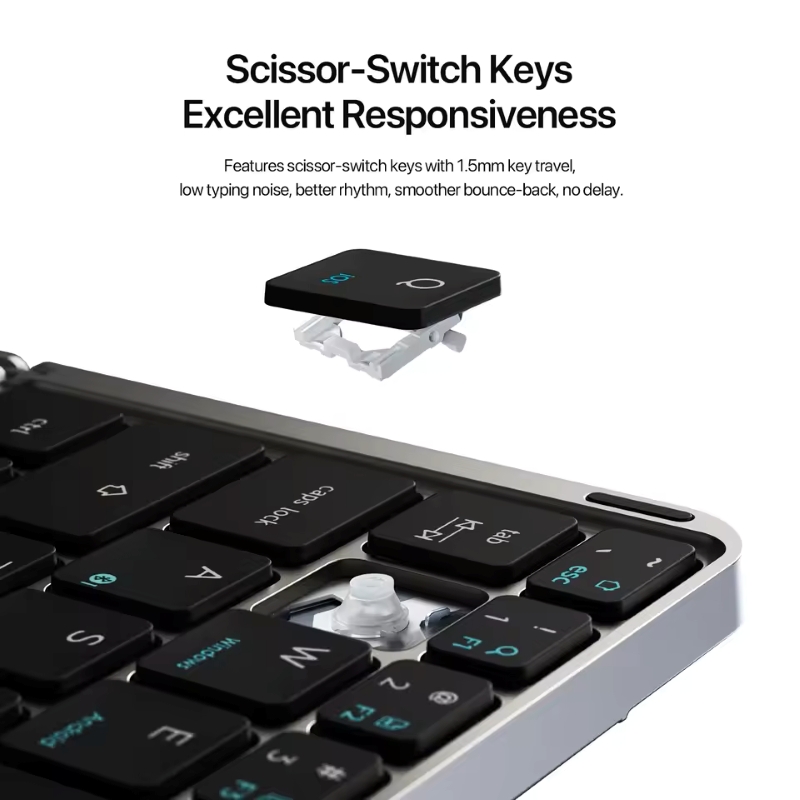 New Multifunctional Model Foldable Bluetooth 5.0 Keyboard with Touchpad & Phone Holder For Phones Tablets PC