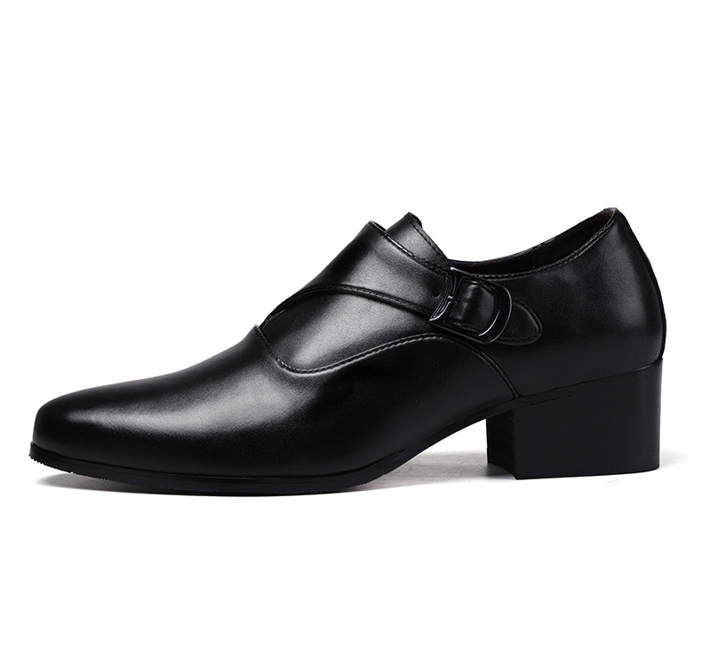 5CM/7CM Taller Men High Heels Pointed Toe Men's Business Dress Shoes Buckle Mens Office Oxfords Height Increasing Size 38-44