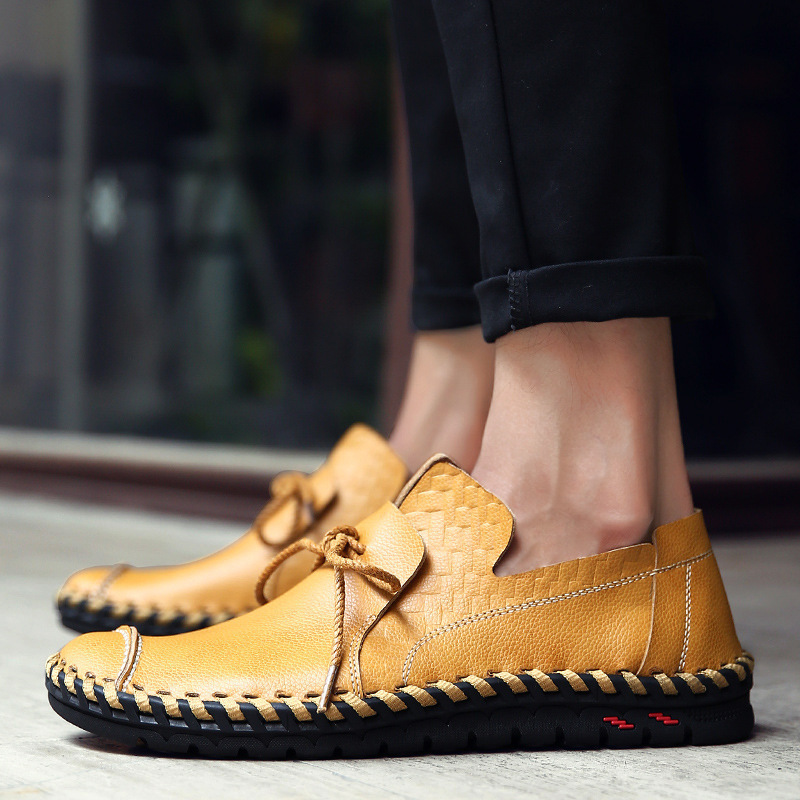 Cross border Spring and Autumn New Men's Casual Low Help Footwear British Fashion Leather Shoes Outdoor Fashion Men's Shoes Larg