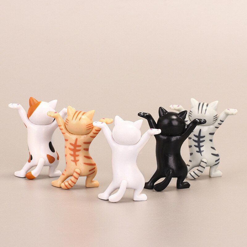 5 Models Dancing Cat Figure Decoration Animation Cat Model Fashion Toy Enchanting Cat Capsule Toy Doll Cake Decoration