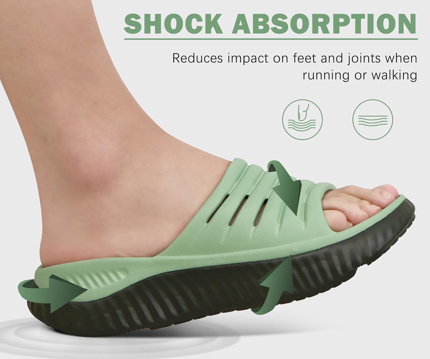 KuaiLu Womens Recovery Sandals With Comfortable Plantar Fasciitis Support,Ladies Orthotic Open Toe Sport Slides Thick Cushion Reduces Stress on Feet,J