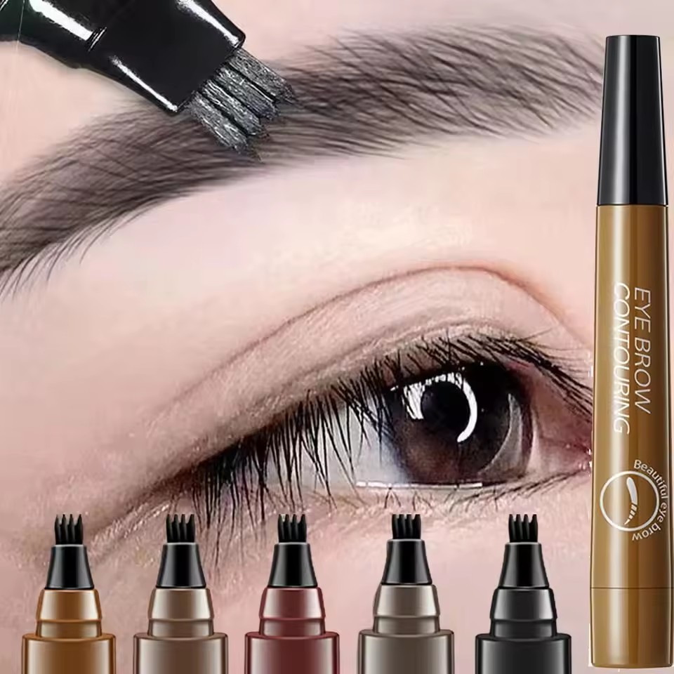1pc5 Colors Microblading Eyebrow Pen Waterproof Liquid Eyebrow Pencil Long Lasting Eyebrow Pen 4 Points Eye Brow Pen Cosmetics