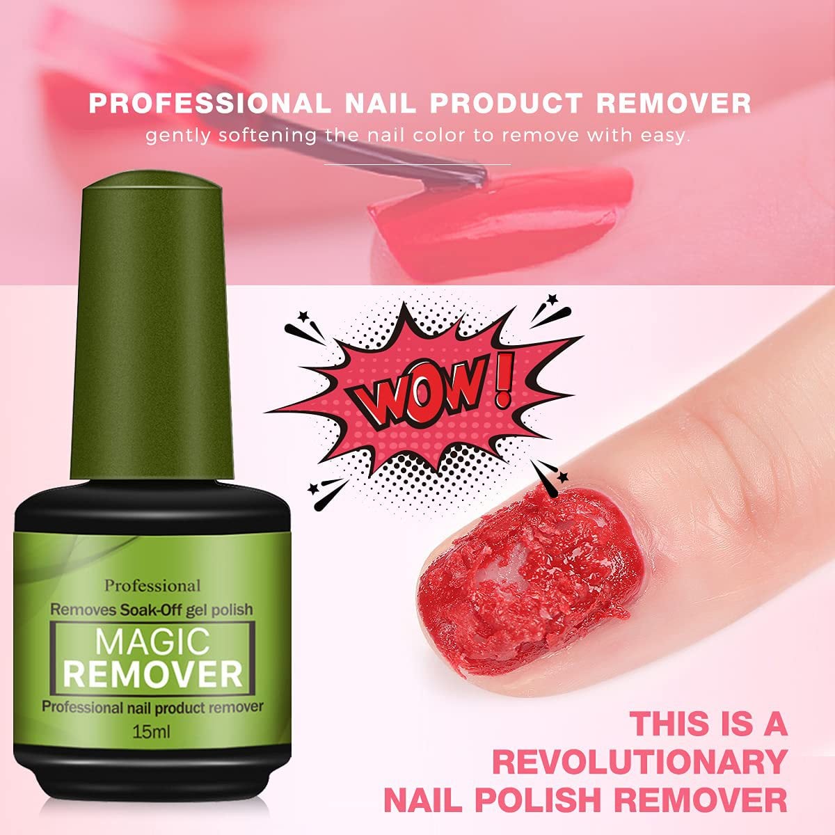 Pro-Soak UV Gel Nail Remover – 15ml Ultra-Efficient, Non-Drying Formula Designed Specifically for Quick, Complete Semi-Permanent