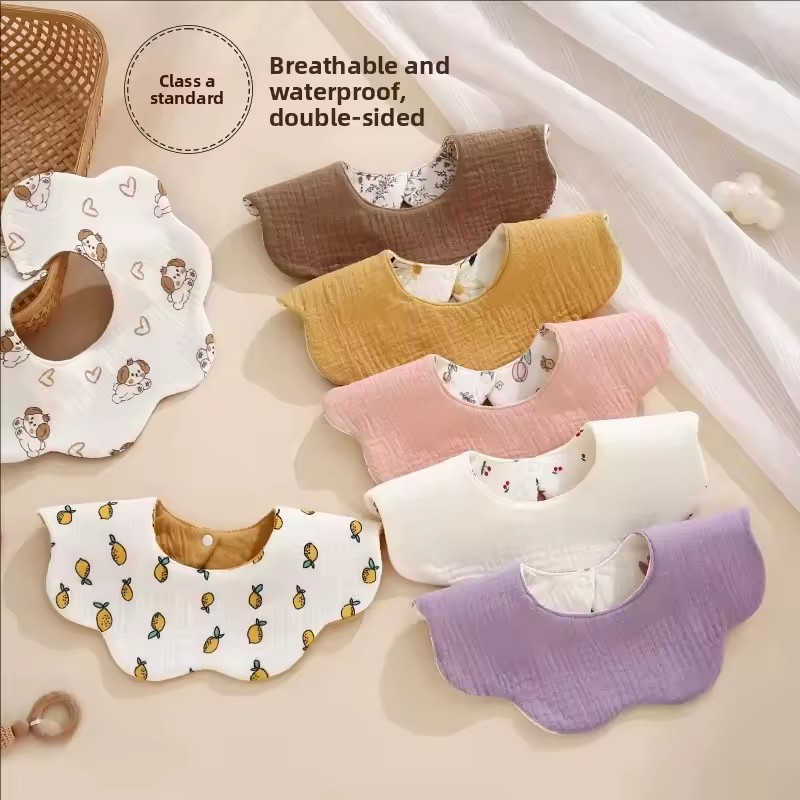 Organic Cotton Muslin Newborn Baby Bibs For Teething Drooling Soft & Absorbent Saliva Towel Burp Cloth Baby Feeding Drool Bibs