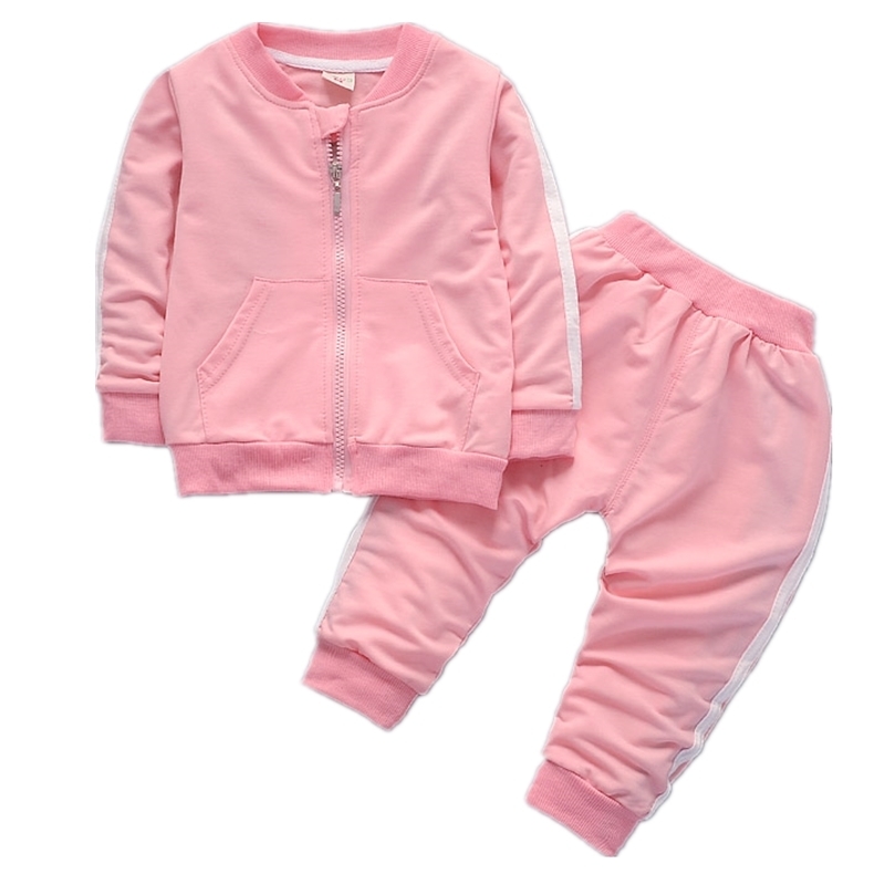 Fashion Spring Autumn Baby Boys Girls Cotton Jacket Pants 2pcs/sets Infant Tracksuit Kids Clothing Suts Children Zipper Clothes