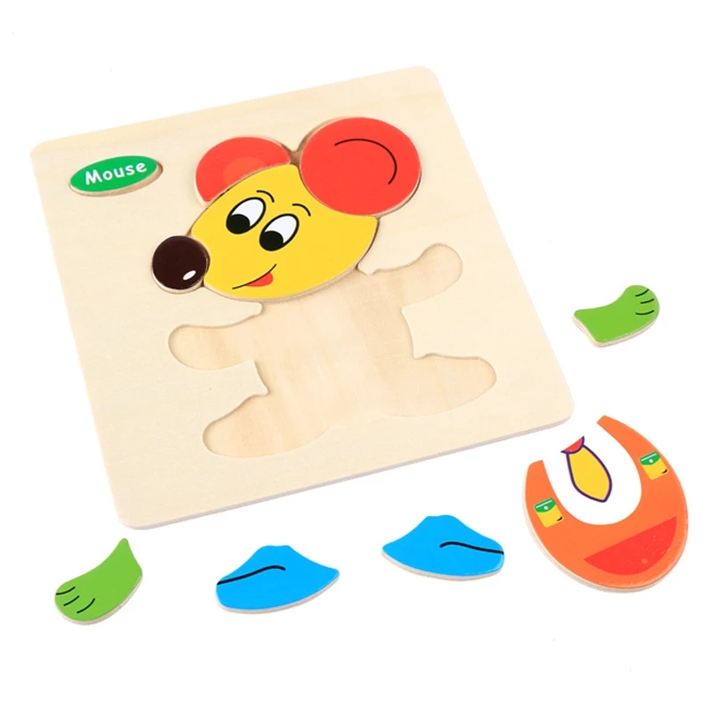 Baby Toys 3D Wooden Puzzle Jigsaw Toys for Children Cartoon Animal Puzzles Intelligence Kids Early Educational Brain Teaser Toy