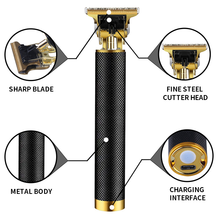 New Professional Hair Clipper Men Electric Cordless Hair Trimmer 0.1mm Baldheaded T Blade Finish Haircut Machine