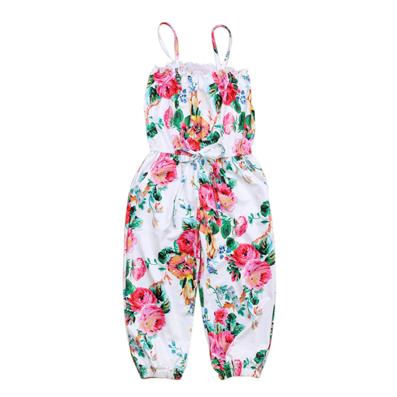 Summer Toddler Girls Kids Casual Floral Overall Romper Jumpsuit Play suit Outfits Clothes 2-6 Y
