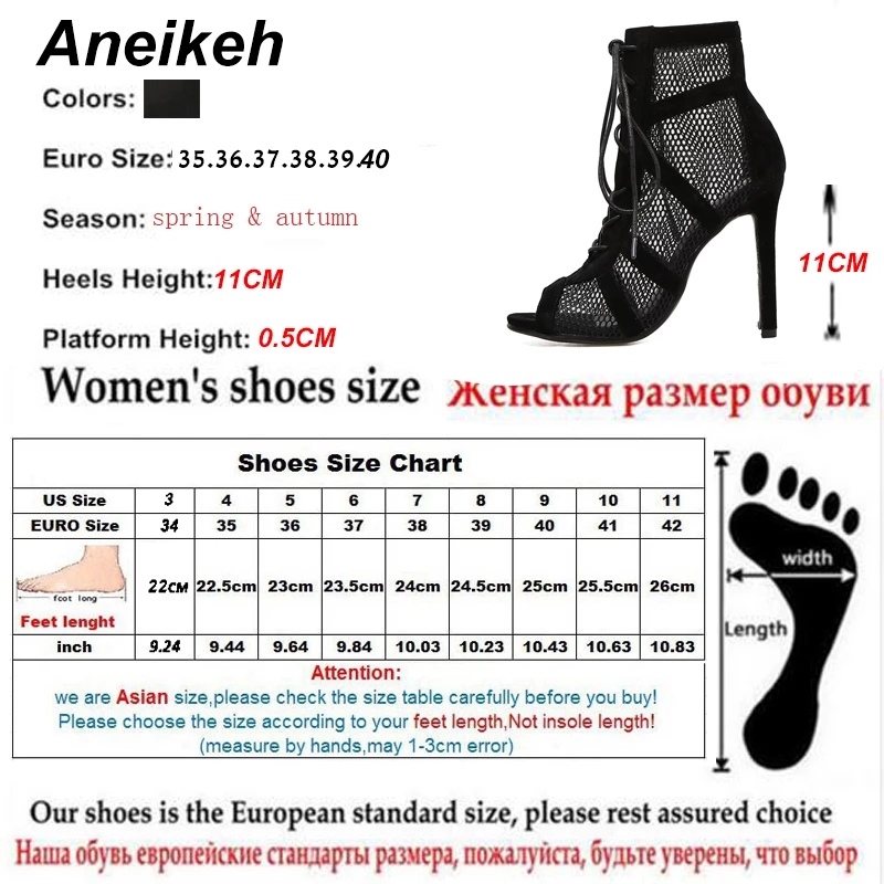 Fashion Basic Sandals Boots Women High Heels Pumps Sexy Hollow Out Mesh Lace-Up Cross-tied Boots Party Shoes Party
