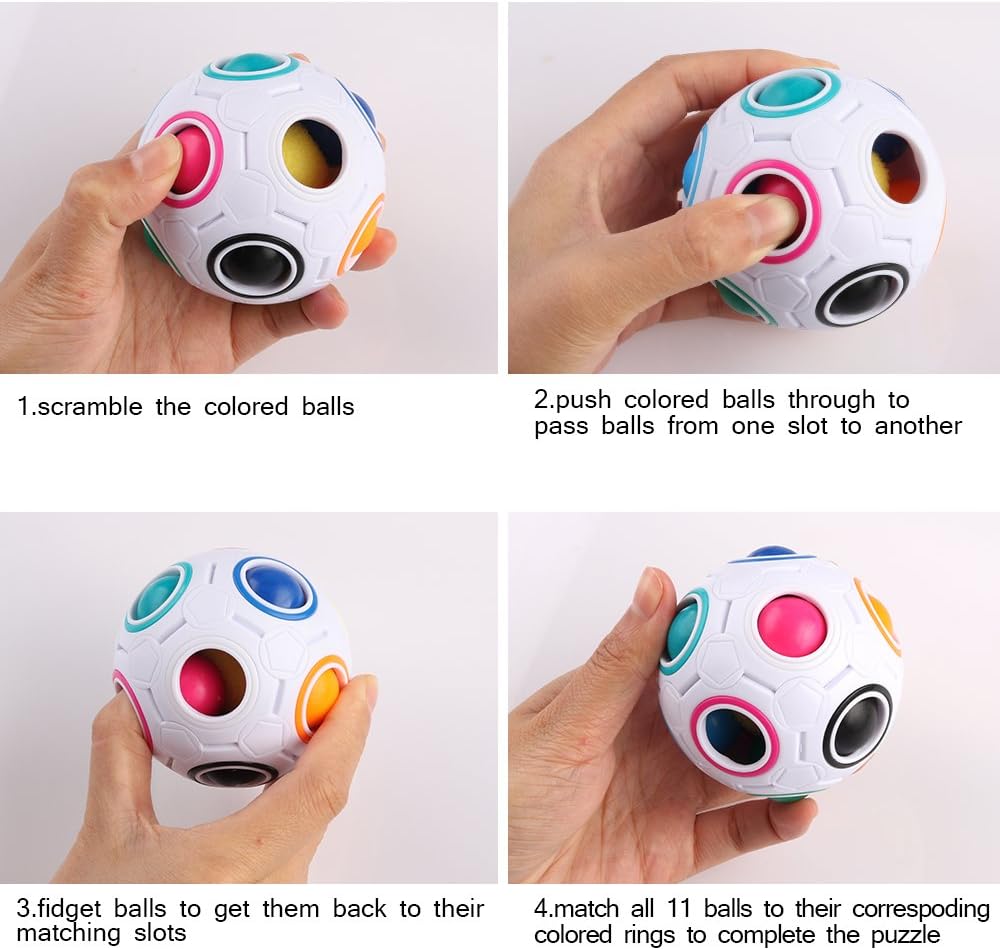 Coogam Rainbow Puzzle Ball Pack with Pouch Color-Matching Game Toy Stress Reliever Magic Ball Brain Teaser for Kids and Adults, Children, Boy, Girl Ho