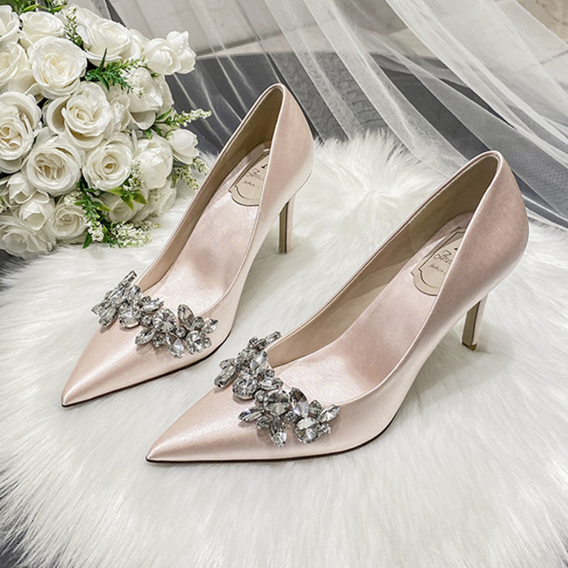 2025 Brand Women Pumps Luxury Crystal Slingback High Heels Ladies Summer Shoes Pumps Woman Heeled Party Wedding Shoes