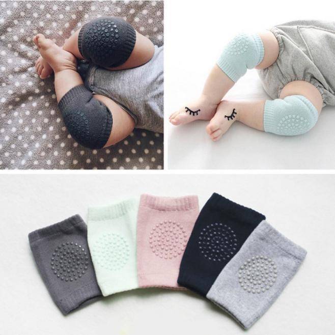 Lightweight & Stretchy Baby Knee Protectors – Seamless Cotton Knit with Anti-Slip Silicone Dots for Comfortable Crawling