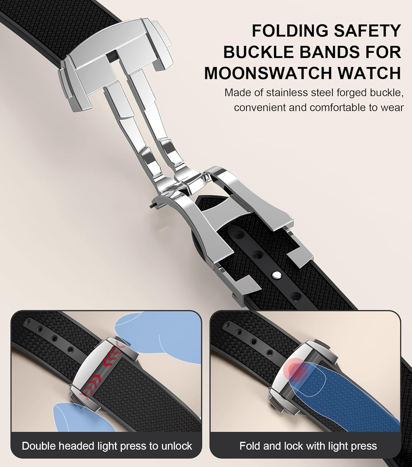 Strap for Omega x Swatch MoonSwatch Watch 20mm,Folding Buckle Band Compatible Omega X Swatch Moonswatch Speedmaster,Curved No Gap Replacement Strap fo