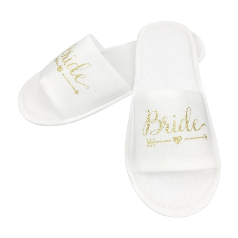 1 Pair Of Bridal Disposable Soft Slippers Wedding Decoration Team Groom Bachelorette Party Team Bridesmaid Hen Night Slippers