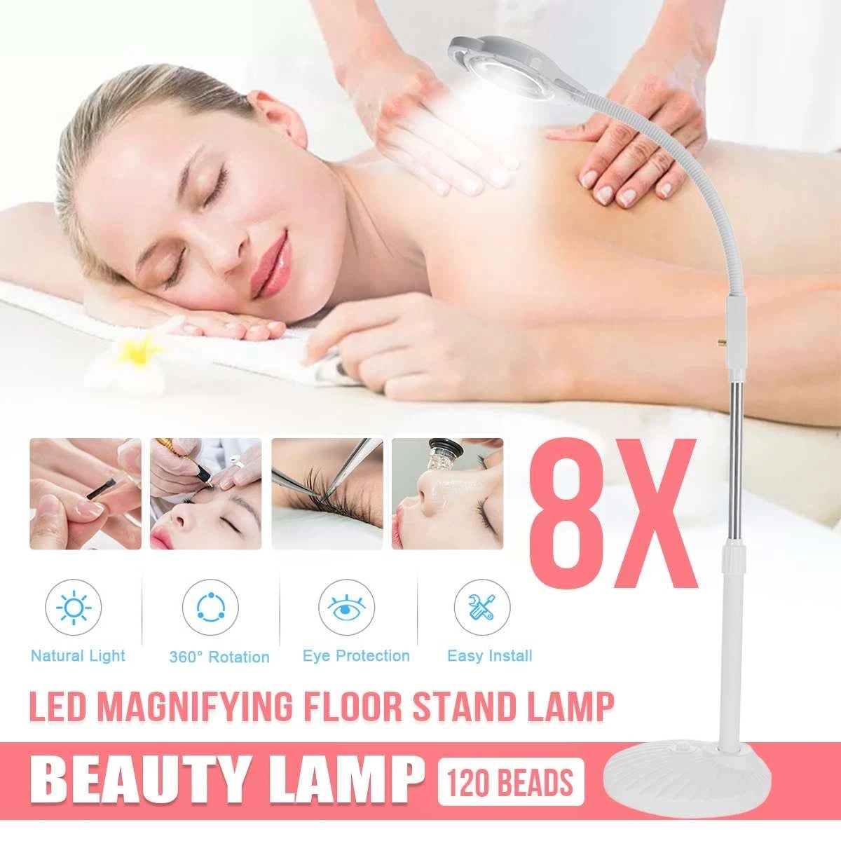 LED Magnifying Floor Stand Lamp Cold And Warm Ligth Magnifier Glass Len Facial Light For Beauty Salon Nail Tattoo