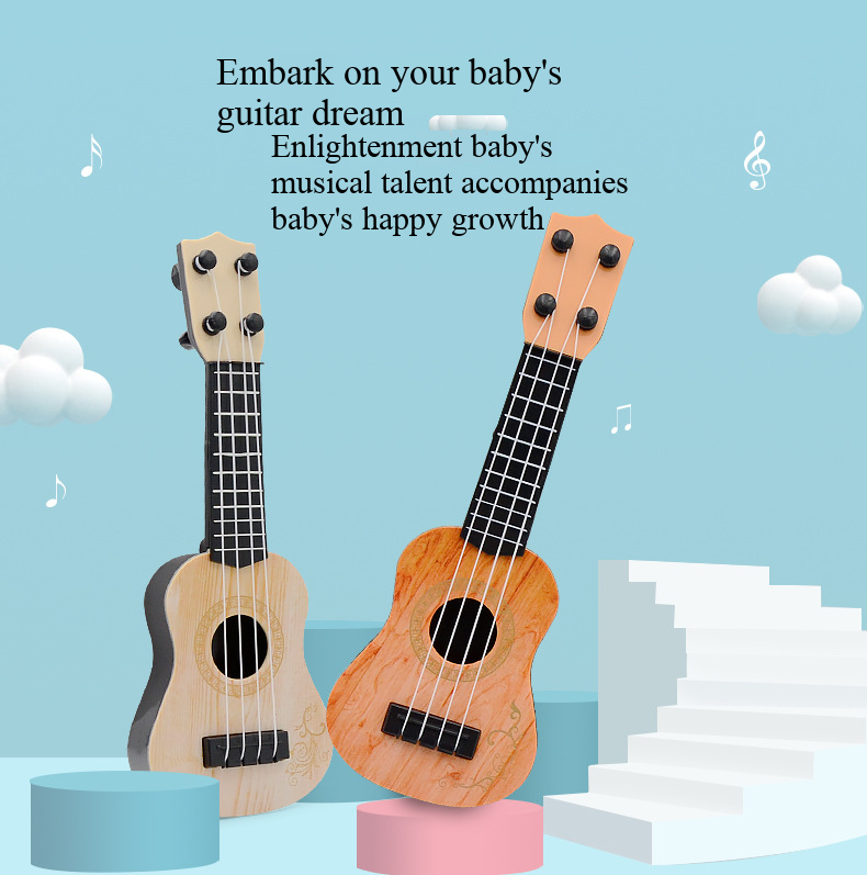 Mini Guitar 4 String Classical Ukulele Guitar Toy Instrument Children Beginners Simulation Playing Early Teaching Small Guitar