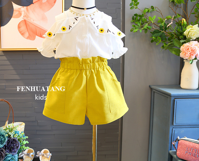 Summer Girls Clothes Sets Children's Clothing Fashion Girl Shirt Top+ Shorts Suits Kids Clothing 2pcs &