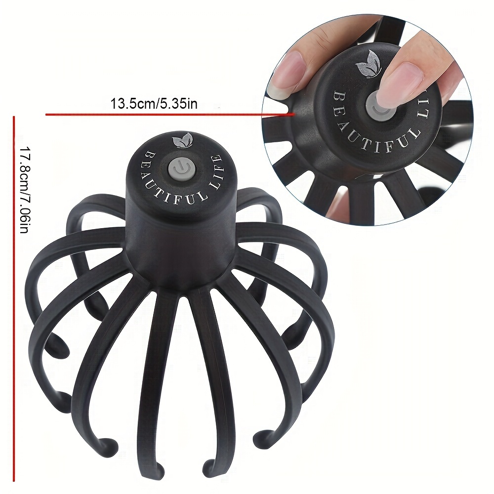 Electric Octopus Claw Scalp Massager Stress Relief Therapeutic Head Scratcher Stress Relief and Hair Stimulation Hands-Free USB