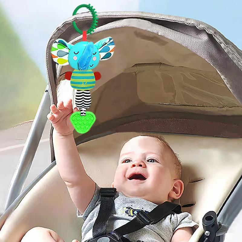 Baby Hanging Rattle Toys Sensory Plush Soft Animal Learning Toy Infant Crib Bed Stroller Early Education Development Handle Toys