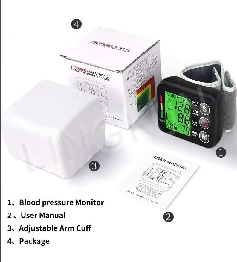 English Voice Wrist Blood Pressure Monitor Tonometer Digital Sphygmomanometer Electronic Bp Monitors High Accurate BP Monitors