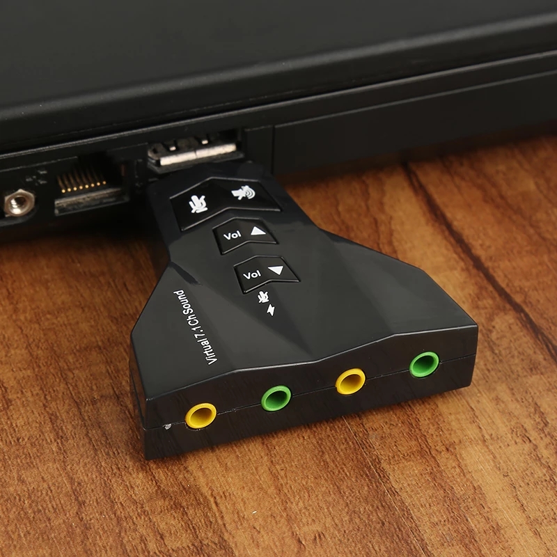 USB External 7.1 Channel 3D Virtual Audio Sound Card Mic Adapter For Computer Laptop 3.5mm AUX Jack Microphone Earphone Speaker