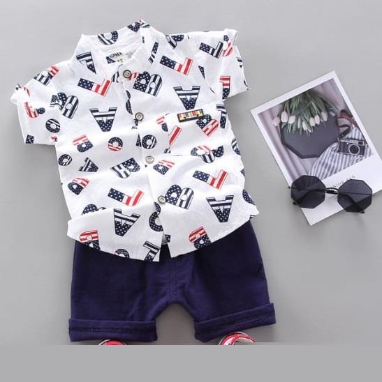 Stripe Shirt Tops+Shorts Baby Boy Clothes Gentlemen Short Sleeve Soft Cotton Toddler Outfits Set &