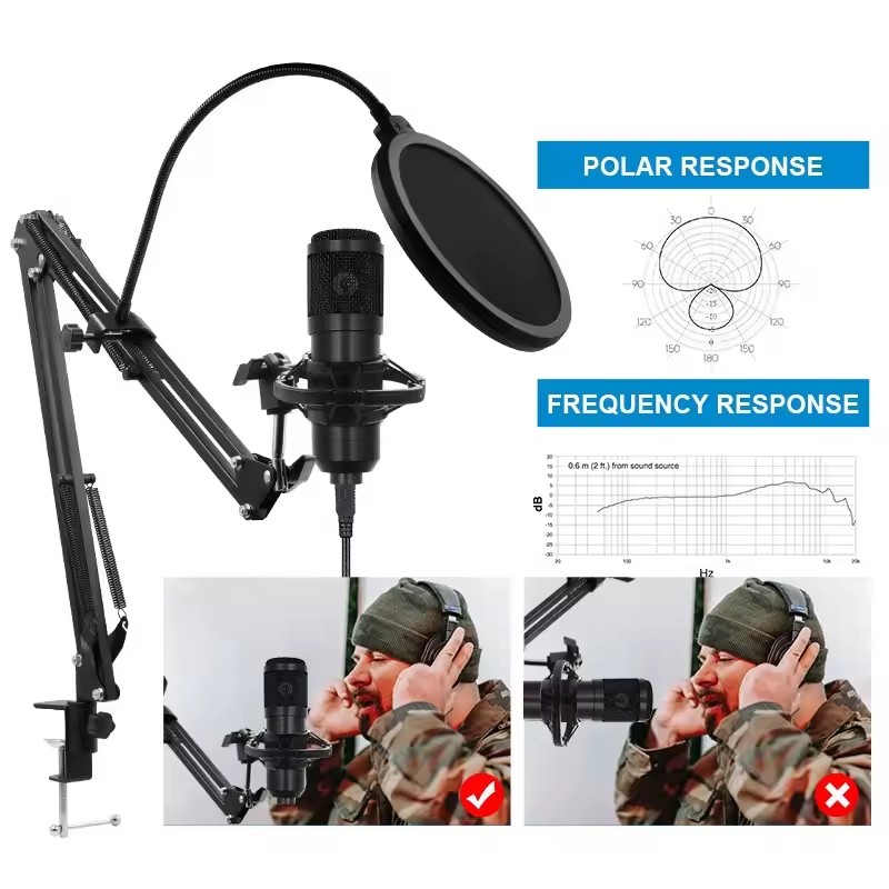 Podcast Live Equipment Bundle, Professional Live Sound Card with Microphone Set Mixer Recording Studio Package Music Singin
