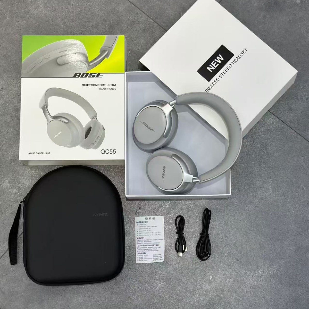 QC55 Wireless Noise Reduction 3D Stereoscopic Headphones ULTRA Ultra Long Battery Life