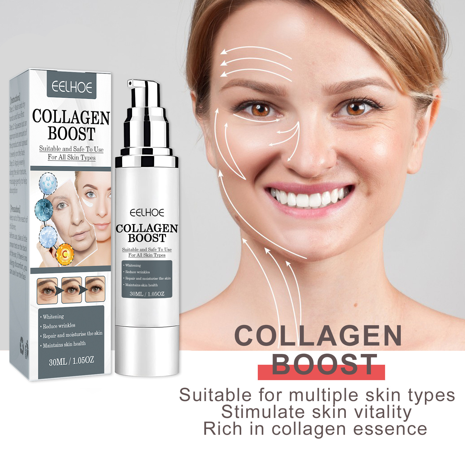 Collagen Anti Wrinkle Cream Reverse Age Recombination to Lighten Fine Lines Moisturize Firmen Skin Women's Skincare Set