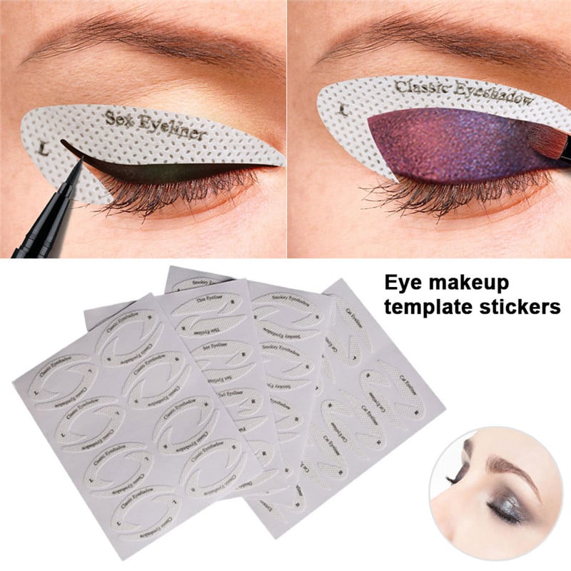4 Sheets Eye Makeup Stencils Eyeliner Template Shaping Tools Eyebrows Eye Shadow Makeup Template Tool Styling Drawing Guide &