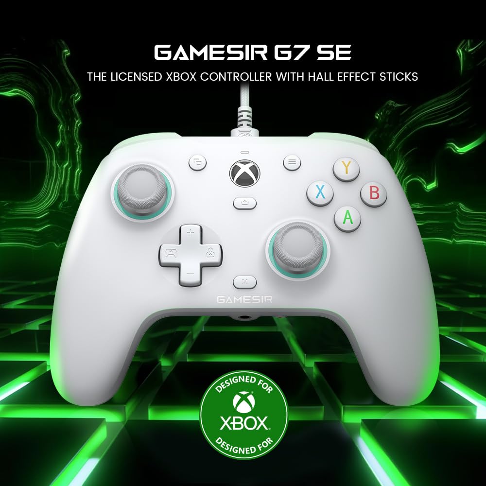 GameSir G7 SE Wired Controller for Xbox Series X|S, Xbox One & Windows 10/11, Plug and Play Gaming Gamepad with Hall Effect Joysticks/Hall Trigger, 3.