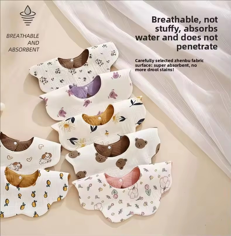 Organic Cotton Muslin Newborn Baby Bibs For Teething Drooling Soft & Absorbent Saliva Towel Burp Cloth Baby Feeding Drool Bibs