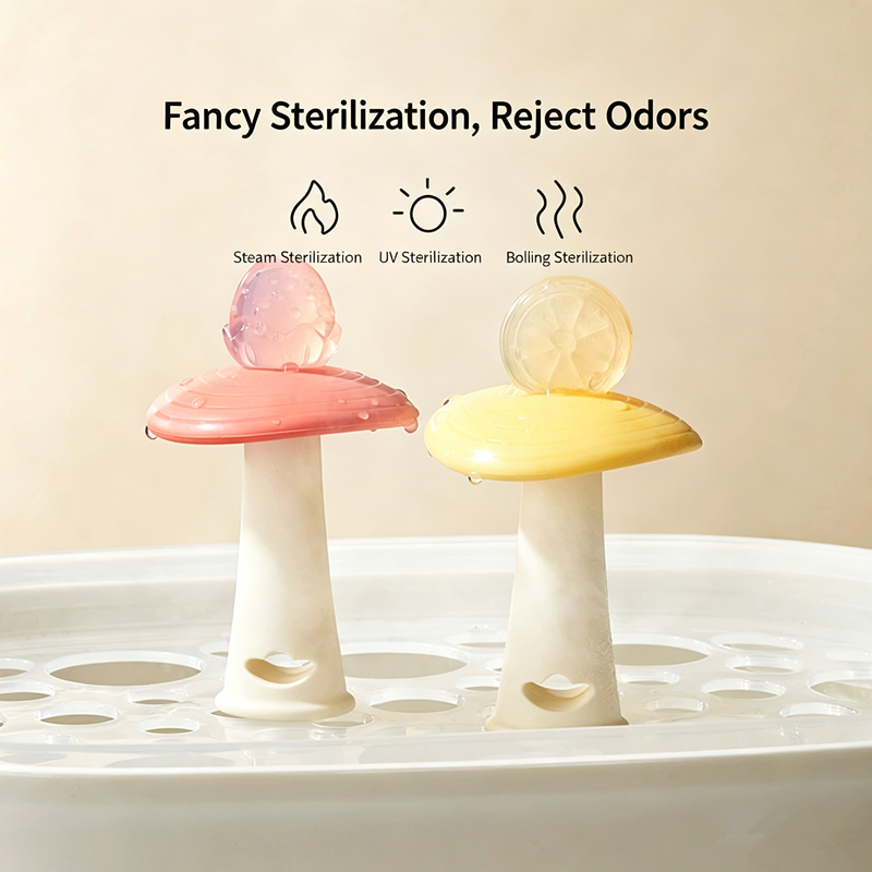 1PC Baby silicone grinding stick, toddler soothing toy, anti eating hand tool, baby mushroom chew toy grinding stick