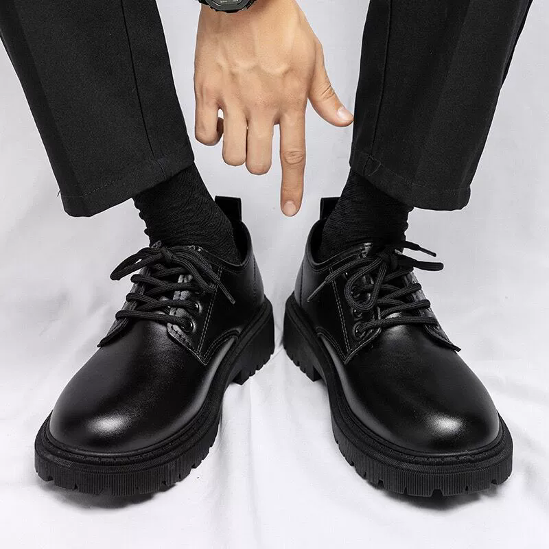 2025 new Anti slip and comfortable soft soled work flat shoes for men black fashionable and simple business leather shoe Zapatos