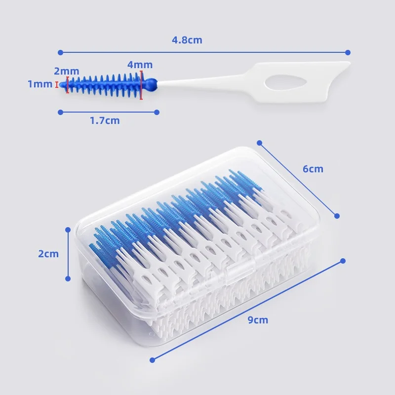 200 pcs/box Silicone Interdental Brushes Super Soft Dental Cleaning Brush Teeth Cleaner Dental Floss Toothpicks Oral Care Tools