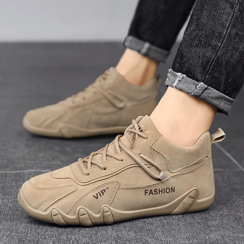 Waterproof Sneakers Lace Up Leather Casual Sneakers for Men Casual Motorcycle Shoes Waterproof Leather Ankle Boots for Men