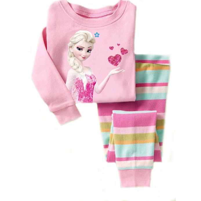 2pcs/set Cartoon Frozen Shirt Pant Set Baby Kid Girls Pajamas Set Nightwear Gift