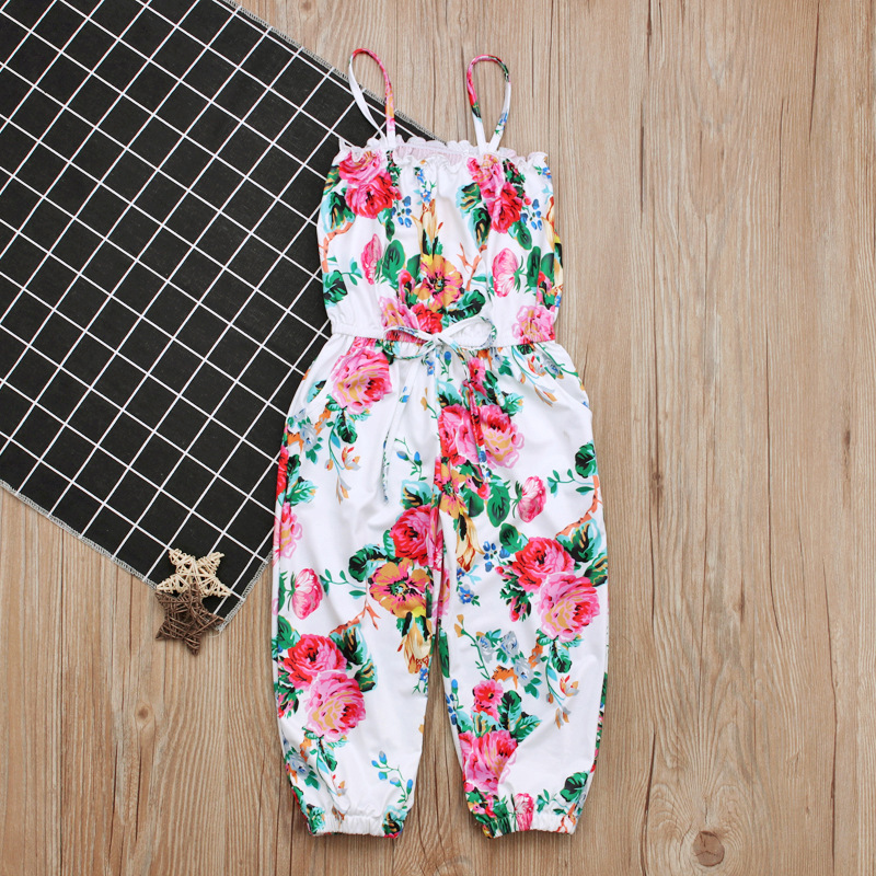 Summer Toddler Girls Kids Casual Floral Overall Romper Jumpsuit Play suit Outfits Clothes 2-6 Y