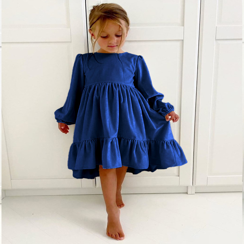 Children s Autumn New Ruffle Edge Long Sleeve Suede Dress Party Children's Princess Dress