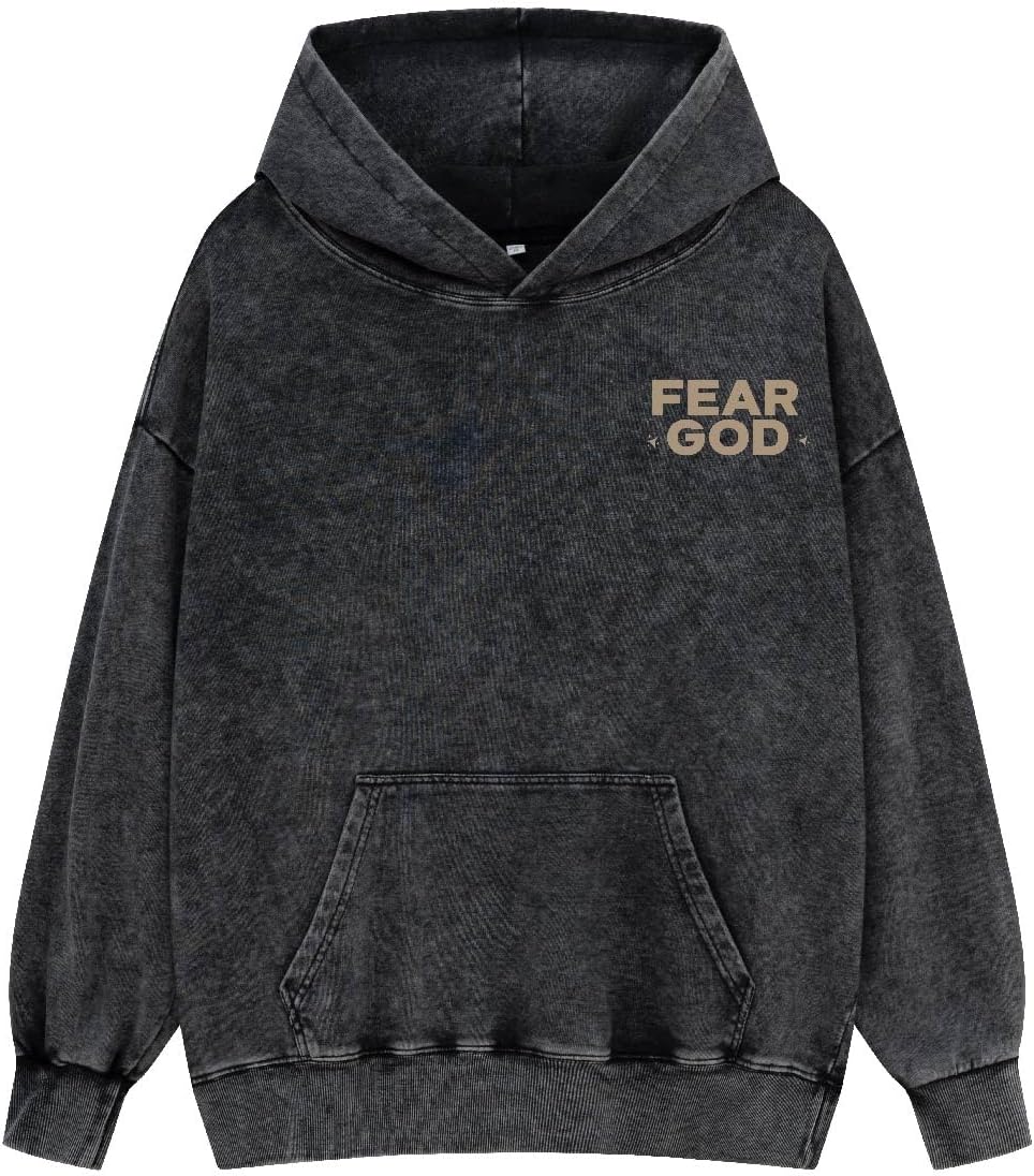 Graphic Hoodies for Men Women Unisex Washed Hoodie Oversized Sweatshirt Fear God
