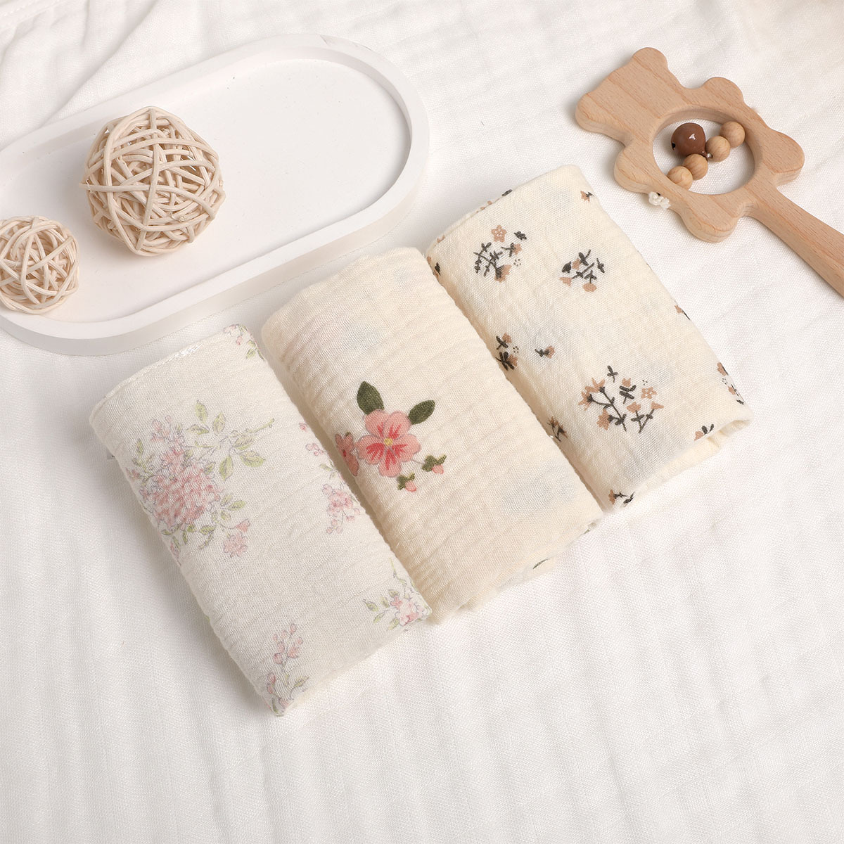 3Pcs Baby Cotton Washcloth Newborn Burp Cloth Square Towels 6-Layer Pure Cotton Soft Absorbent Gauze Cotton Baby Towels