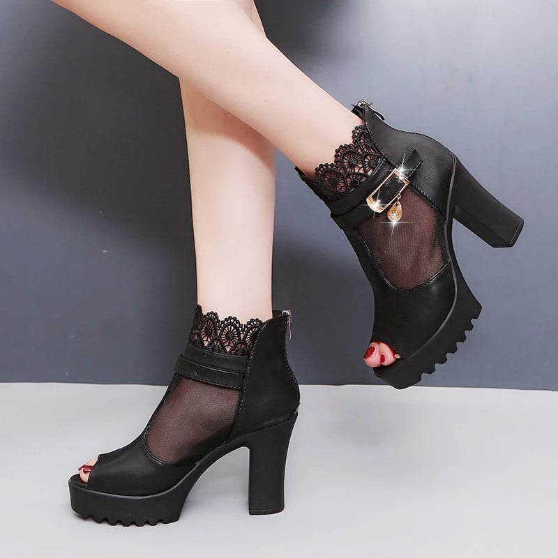 new high heel sexy square heel sandals women high heels party ladies shoes fish mouth toe high heel pumps
