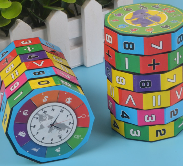 Plastic cylindrical children's educational toys digital magic cube play learning decom