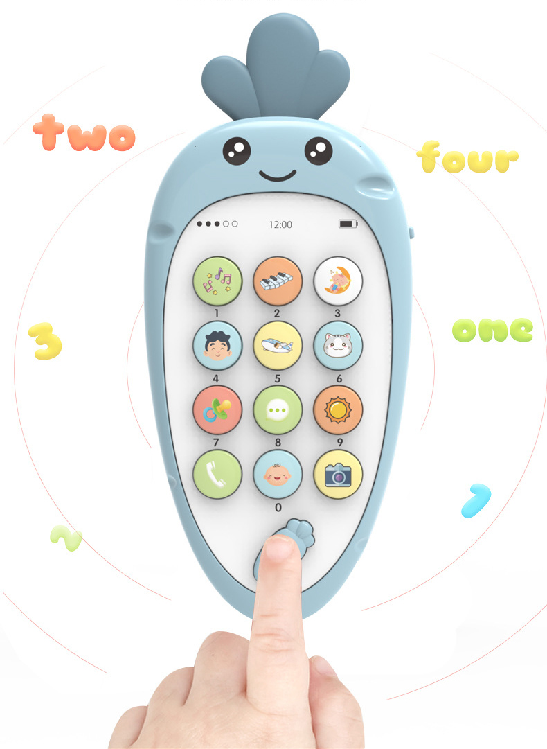 Music Mobile Phone Toy Girl Boy Phone Mini Radish With Soft Color Teether Baby Can Bite Child Simulation Puzzle Christmas Birthd