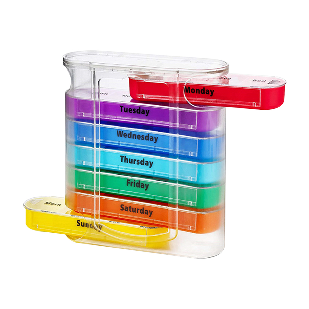 Weekly 7 Days Pill Box 28 Compartments Pill Organizer Plastic Medicine Storage Dispenser Cutter Drug Cases for Home Travel